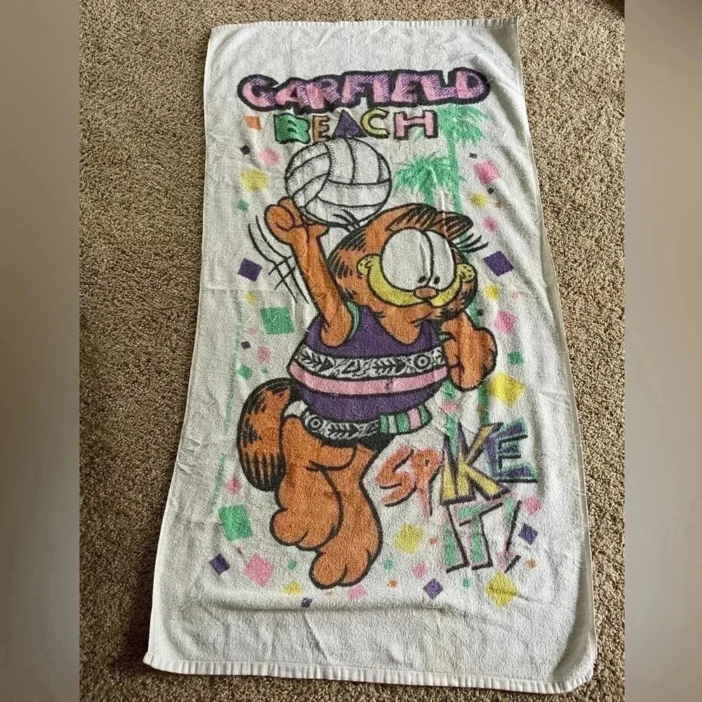 Vtg 1978 Garfield - Beach Volleyball - Jim Davis Beach Towel 52” X 28” Franco